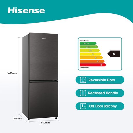 Hisense 223L Bottom Freezer Fridge-Titanium Inox