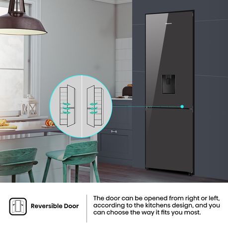 Hisense 263L Bottom Freezer Fridge with Water Dispenser-Titanium Inox