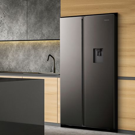 Hisense 508L No Frost Side by Side Fridge Freezer - Titanium Inox