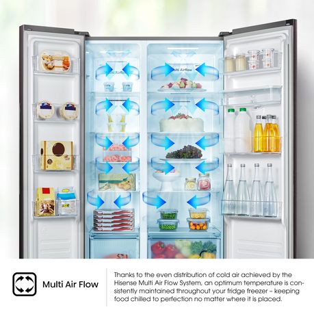 Hisense 508L No Frost Side by Side Fridge with Water Dispenser-Titanium