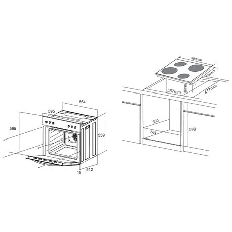 Falco - 60CM Combi Oven & Ceran Hob Set, 4 Function - Stainless Steel