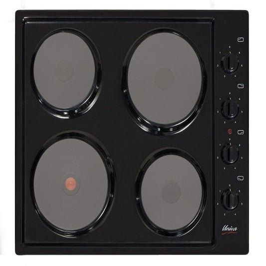 Univa 4 Solid Plate Hob With Control Panel - U156B - Black