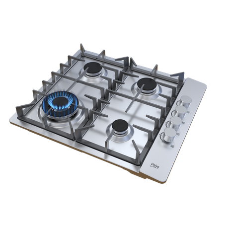 Univa 4 Burner S/Steel Gas Hob with Battery Ignition