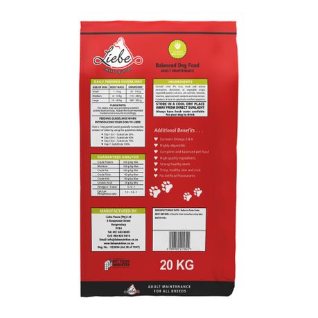 Liebe Smart Dog Food with Aloe Adult - 20kg Bag