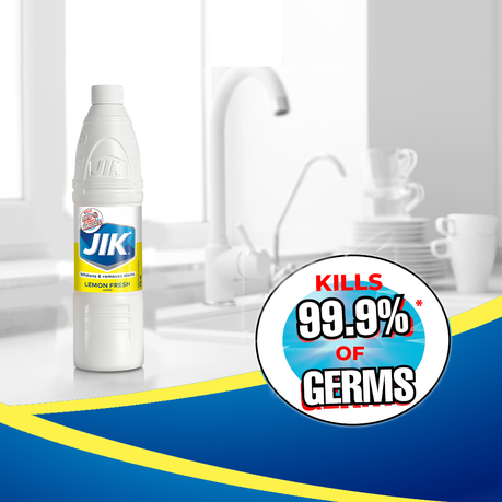 JIK 6 x 500ml, Germ Killing, Liquid Thin Bleach, Stain remover, Lemon