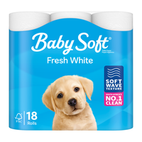 Baby Soft Fresh White 2 Ply Toilet Paper - Pack of 24