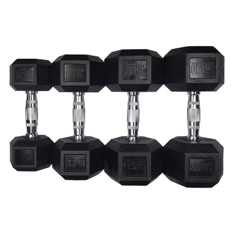 GetUp Rubber Hex Dumbbell - Various Weights