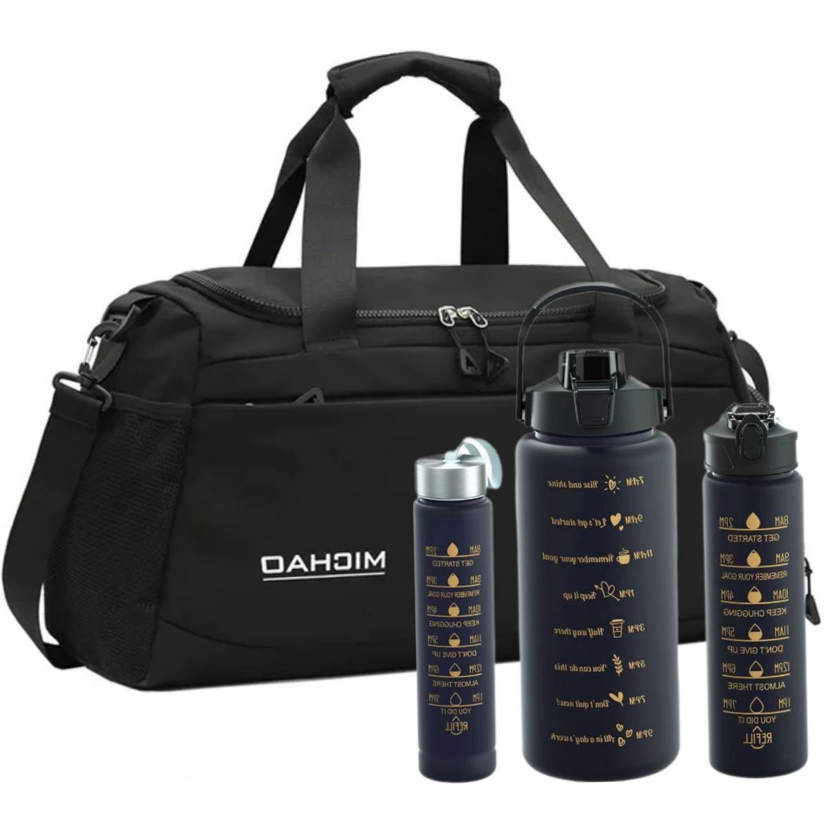 Fashionable Sports Gym Travel Duffel Bag & 3Piece Water Bottle