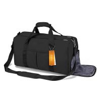 Sports Suitcase Gym Sports Bag With Shoe Compartment And Waterproof Jacket - Black