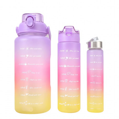 Pastel Nesting Ombre Motivational Water Bottles - 3-Piece