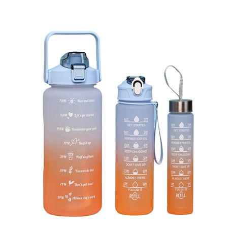 Pastel Nesting Ombre Motivational Water Bottles - 3-Piece