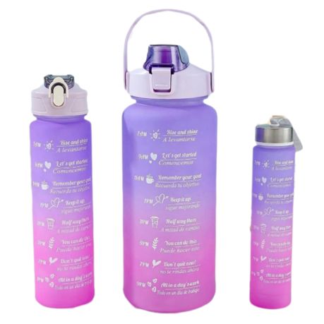 Pastel Nesting Ombre Motivational Water Bottles - 3-Piece