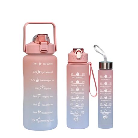 Pastel Nesting Ombre Motivational Water Bottles - 3-Piece