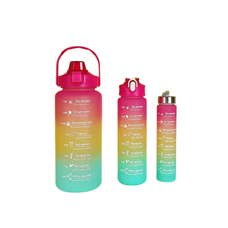 Pastel Nesting Ombre Motivational Water Bottles - 3-Piece