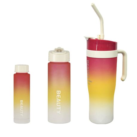 Pastel Nesting Ombre Motivational Water Bottles - 3-Piece