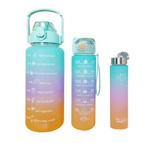 Pastel Nesting Ombre Motivational Water Bottles - 3-Piece