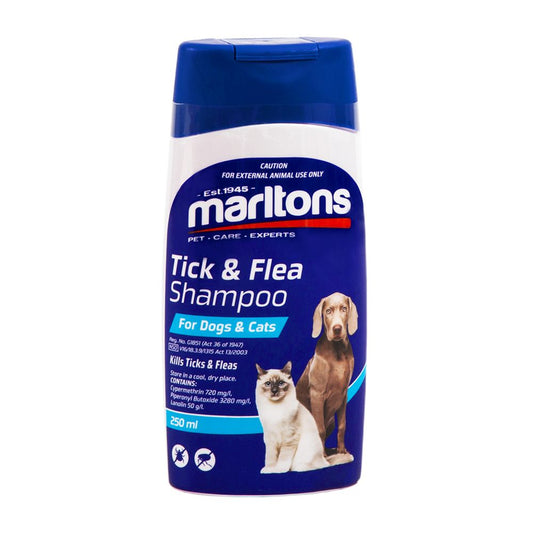 Marltons - Tick & Flea Shampoo - For Dogs & Cats - 250ml