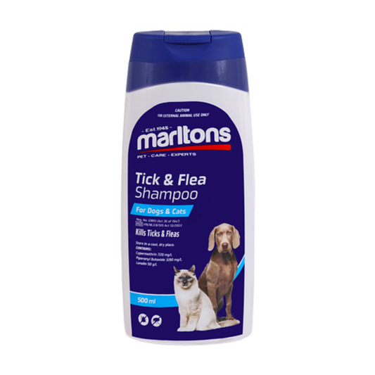 Marltons - Tick & Flea Shampoo - For Dogs & Cats - 500ml