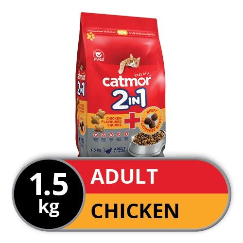 Catmor - Dry Cat Food - 2in1 Chicken Gravy Chunks + Beefy Bites 1.5kg