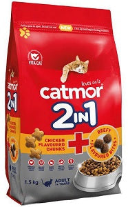 Catmor - Dry Cat Food - 2in1 Chicken Gravy Chunks + Beefy Bites 1.5kg