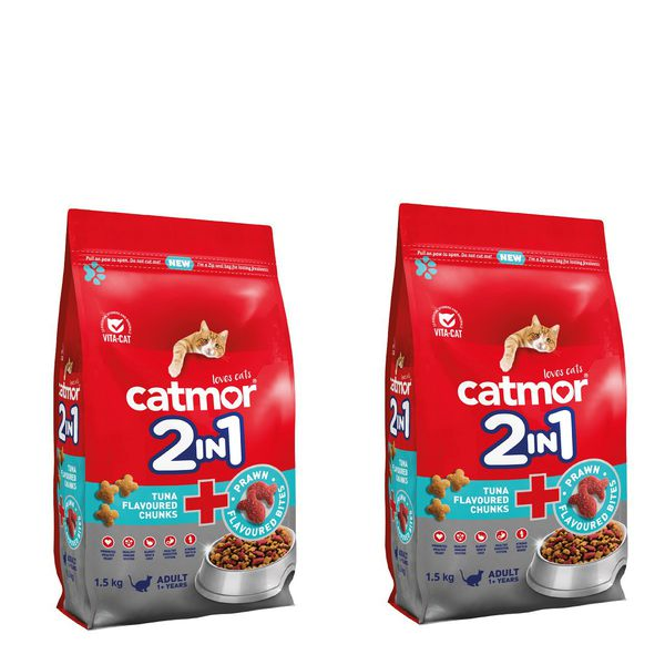 Catmor - Dry Cat Food - 2in1 Tuna Chunks + Prawn Bites - 1.5kg