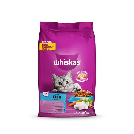 Whiskas Dry Adult Cat Food with Fish Flavour 900g