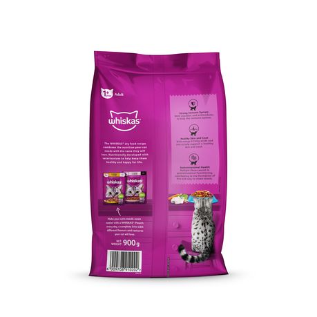 Whiskas Dry Adult Cat Food with Fish Flavour 900g