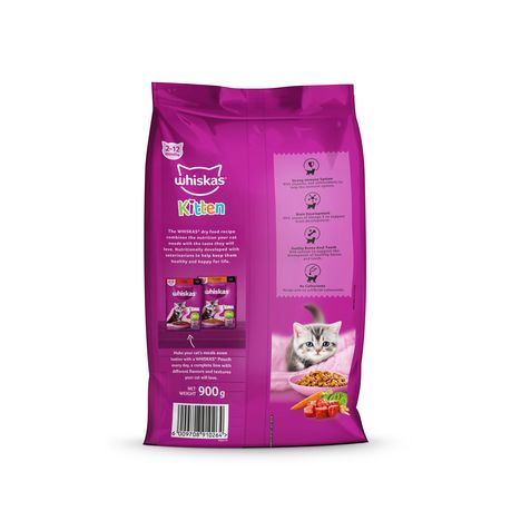 Whiskas Dry Adult Cat Food Beef 900g